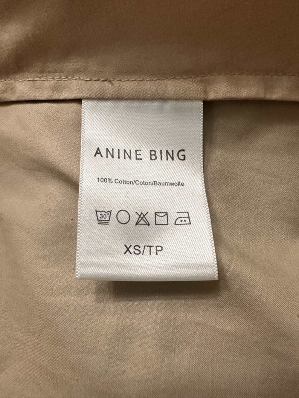 Anine Bing Tiffany Button Front Shirt SZ XS Tan Designer Minimalist Luxury EUC - Picture 3 of 10